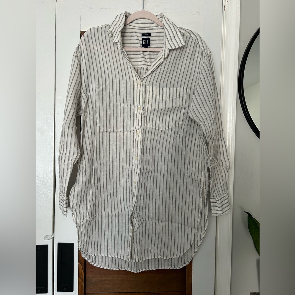 GAP Women's White and Gray Striped Tunic